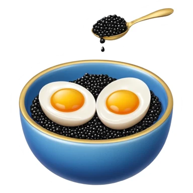 Cuenco azul y dorado con caviar sticker