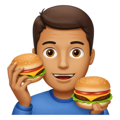 man eating hamburger  sticker