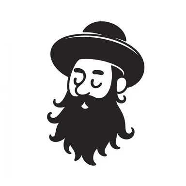 hand-drawn doodle of a Jewish Haredi man with black hat, beard, and payot, simple lines sticker