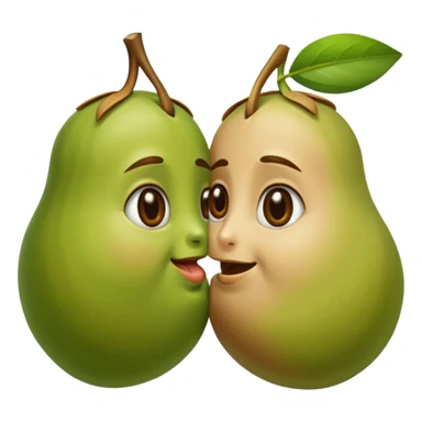 caricatured pistachio and pistachia, one kissing the other on the cheek, simple background, iOS emoji style sticker