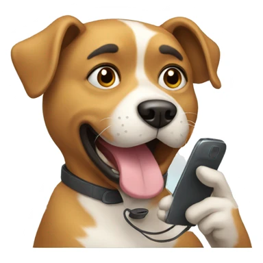 Dog using a phone  sticker