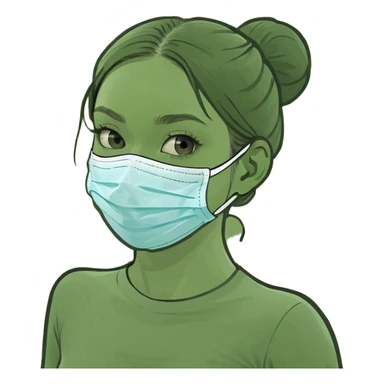 a figure skater girl wearing a face mask sticker