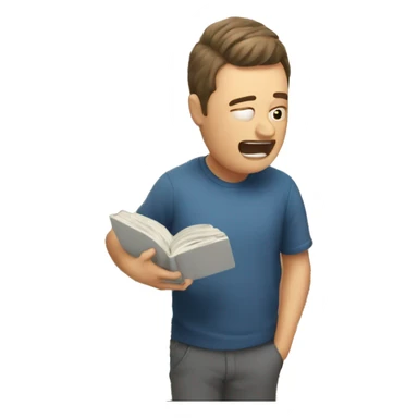 a guy being dizzy in front of bunch of Encyclopaedias sticker