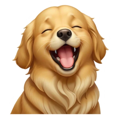 Cinematic Cute Yawning Golden Retriever Portrait Emoji, Head tilted slightly with a dramatic, wide-open yawn, revealing a silky golden coat with a subtle shimmer, floppy ears slightly drooping, round brown eyes barely open in drowsy contentment, Simplified yet irresistibly adorable features, highly detailed, glowing with a soft, cozy glow, high shine, relaxed yet expressive, stylized with a touch of whimsy, bright and endearing, soft glowing outline, capturing the essence of a sleepy yet affectionate companion, so drowsy it feels like it could stretch out of the screen and curl up for a nap! sticker