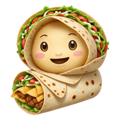 A burrito with arms and really cute eyes sticker