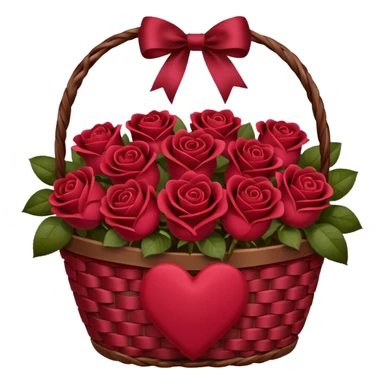 Valentine’s Day basket with burgundy red roses sticker