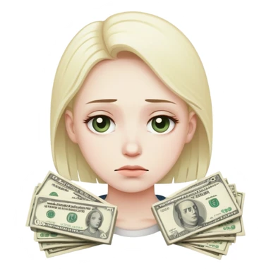 sad face with money next to it sticker