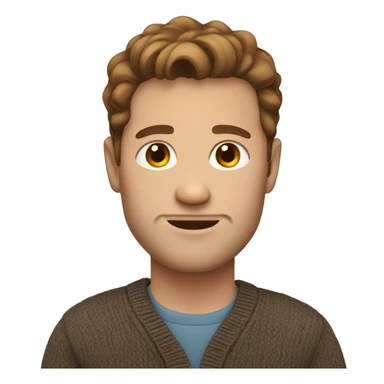 White man, brown hair, cardigan  sticker