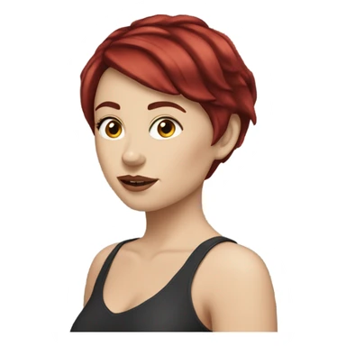 White girl short dark red hair sticker