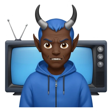 Vox the demon with a TV as his head wearing all blue sticker