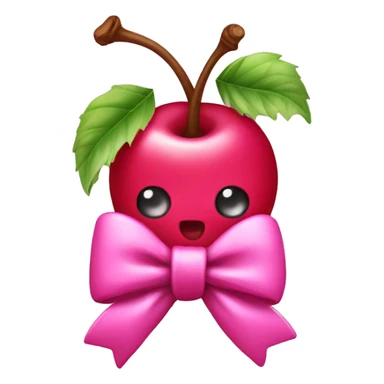 Pink cherries with a bow sticker