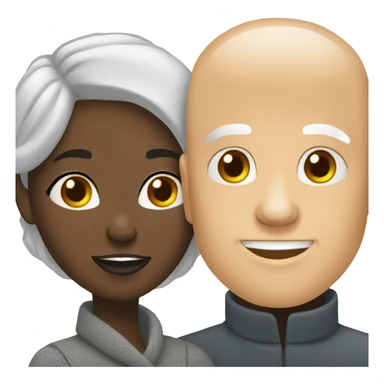 White bald man and black African woman hugging  sticker