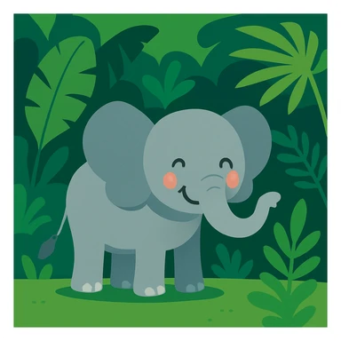 Flat design style elephant in the jungle sticker