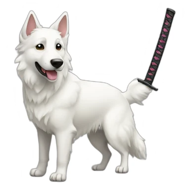 White shepherd katana sticker