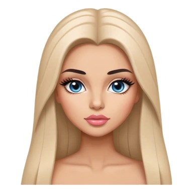 Glamours, tanned, very beautiful girl, with big pump peach-beige-rose lips, long long lashes, black straight smooth silky long hair, straight parting hair, blue-grey eyes sticker