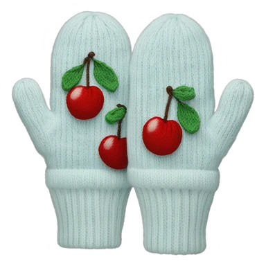 Knitted mittens with cherry print sticker