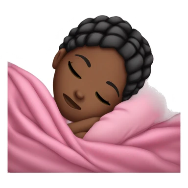 Black girl sleeping with pink blanket and black braids  sticker