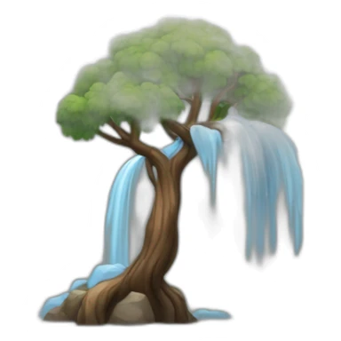 montagne noir avec un peu d'arbre avec un arc-en-ciel sticker