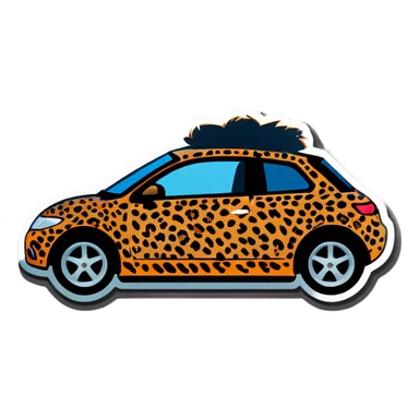 girl in leopard print car sticker