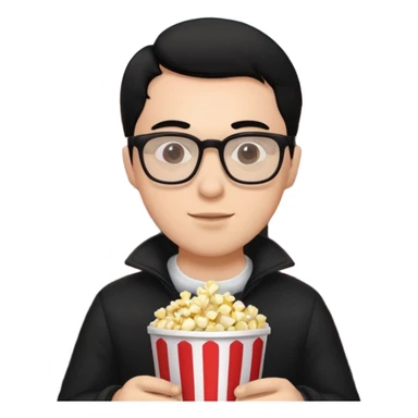 man black hair light skin tone in a movie theater sticker