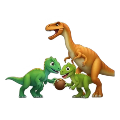 Two dinosaurs holding a monkey in the middle sticker