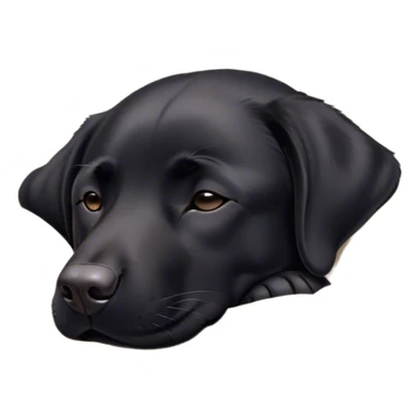 Meme-Worthy Cute Sleeping Black Labrador Portrait Emoji, Head resting peacefully with a contented smile, showcasing a delightfully robust build and a luxuriously soft black Fur, eyes shut in a serene nap, Simplified yet hilariously adorable features, highly detailed, glowing with a soft, drowsy light, high shine, relaxed and utterly lovable, stylized with an air of playful laziness, bright and heartwarming, soft glowing outline, capturing the essence of a comically sleepy companion, so meme-worthy it feels like it could instantly become the next viral sensation of adorable slumber! sticker