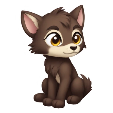 Anthro Shy Cute Cool Edgy Chibi Dark Brown Furry Animal Anthro Sona sticker
