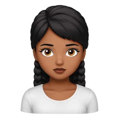 a girl with a brown skin with black hair with a white top and lashes  sticker