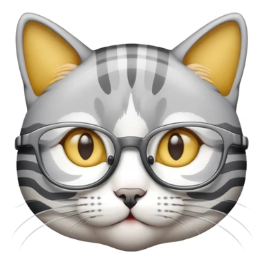 Gato branco cinza e amarelo todo listrado de oculos sticker