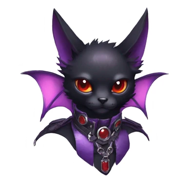 cool edgy black punk purple red ethereal fantasy nargacuga-bat-cat-Fakemon collar harness full body sticker