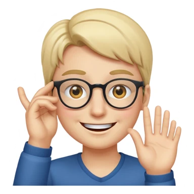 Cara sonriente guiñando el ojo, con la mano derecha lenta un poco los lentes de solo para que se vea como está guiñando el ojo sticker