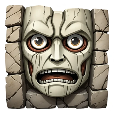 Colossal wall from Attack on Titan with giant faces embedded in it sticker