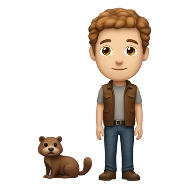 White Man with brown hair and holding beaver sticker