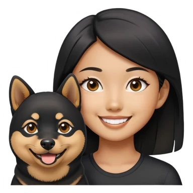 Asian girl with a black Shiba Inu  sticker