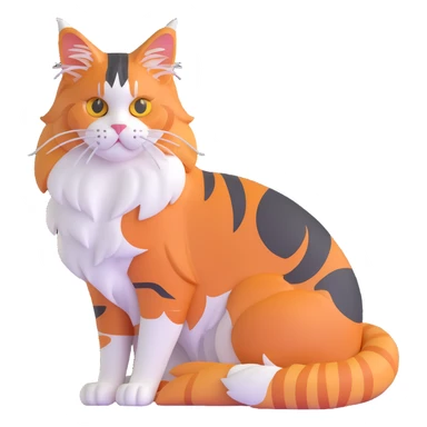 calico maine coon cat with orange, black and white patches sticker