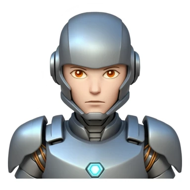 mechanical armored man portrait, head and shoulders only, futuristic metal armor, glowing energy lines, robotic shoulder plates, intense expression, sci-fi warrior vibe, 3D cartoon style, mobile game icon style, clean background, no text, no watermark
  sticker