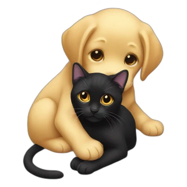Black Cat and gold labrador is hugging  sticker