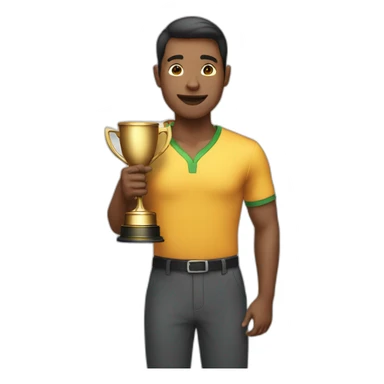 man holding prize cup sticker