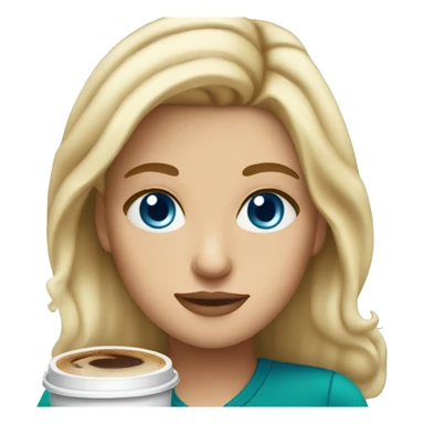 blonde girl blue eyes drinking starbucks sticker