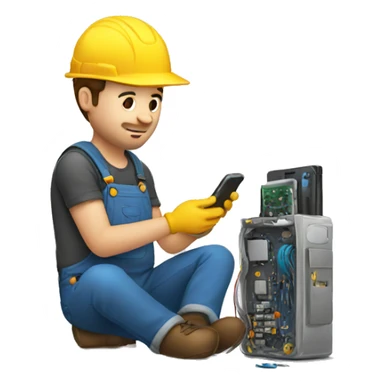man repairing phones sticker