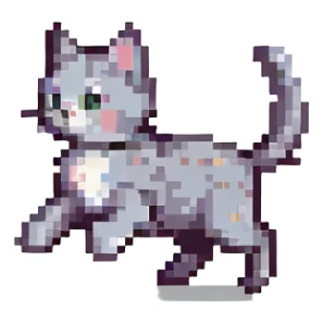 pixel art style cat running animation frame 3 sticker