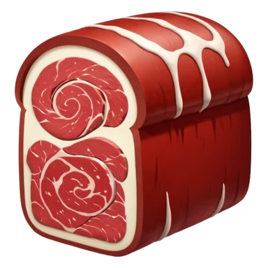 raw beef roast, thick cylinder, deep red, light marbling, thin white fat layer, smooth firm, natural grain, no string, tray, or garnish, soft lighting, transparent background, emoji scale sticker