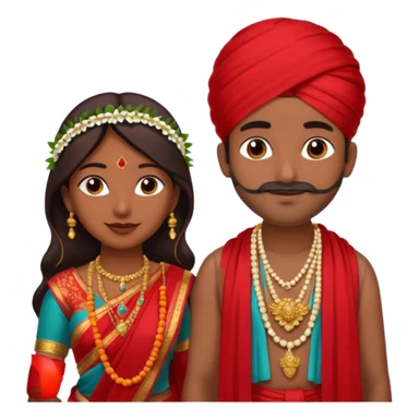 indian woman in saree and indian man in dhoti holding garlandrs sticker