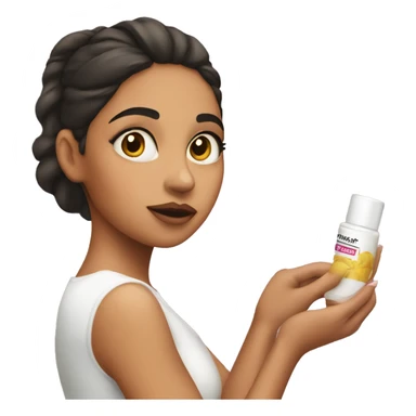 Latina girl applying cream on face sticker