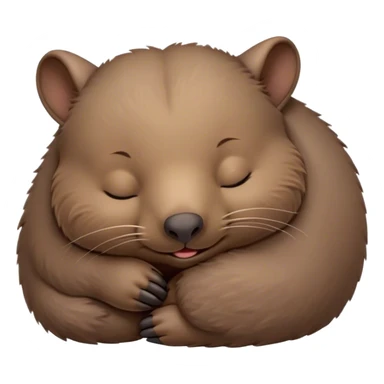 Meme-Worthy Cute Sleeping Wombat Portrait Emoji, Head resting peacefully with a contented smile, showcasing a robust, sturdy build and a luxuriously soft shaggy brown fur, eyes shut in a serene, restful nap, Simplified yet hilariously adorable features, highly detailed, glowing with a soft, drowsy light, high shine, relaxed and utterly lovable, stylized with an air of playful laziness, bright and heartwarming, soft glowing outline, capturing the essence of a comically sleepy wombat, so meme‐worthy it feels like it could instantly become the next viral sensation of adorable slumber! sticker