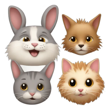 rabbit and hedgehog and cat sticker