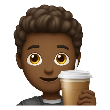 Boy with cold coffee  sticker