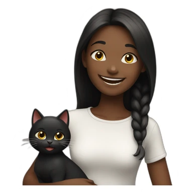 happy girl with black cat sticker