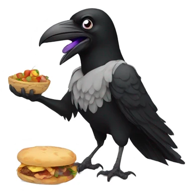 raven eating food sticker