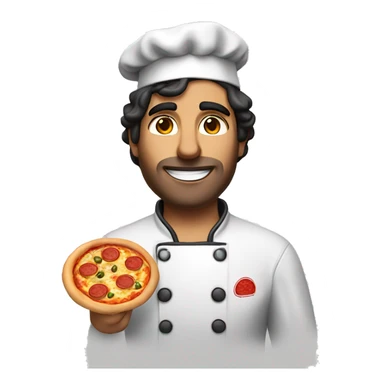 Pizza chef with dark hair , holding a Pizza and his name is Fabio and speaks Brazilian  sticker